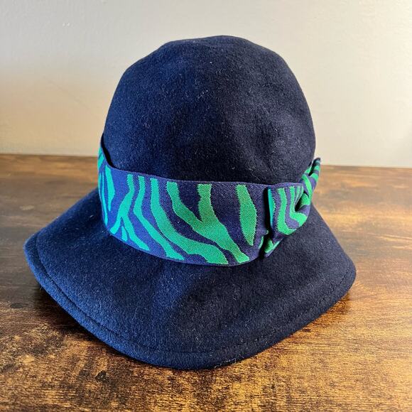 Eugenia Kim Wool Bucket Hat Felt OS Blue Zebra Tiger Stripe Womens Designer USA main image 6